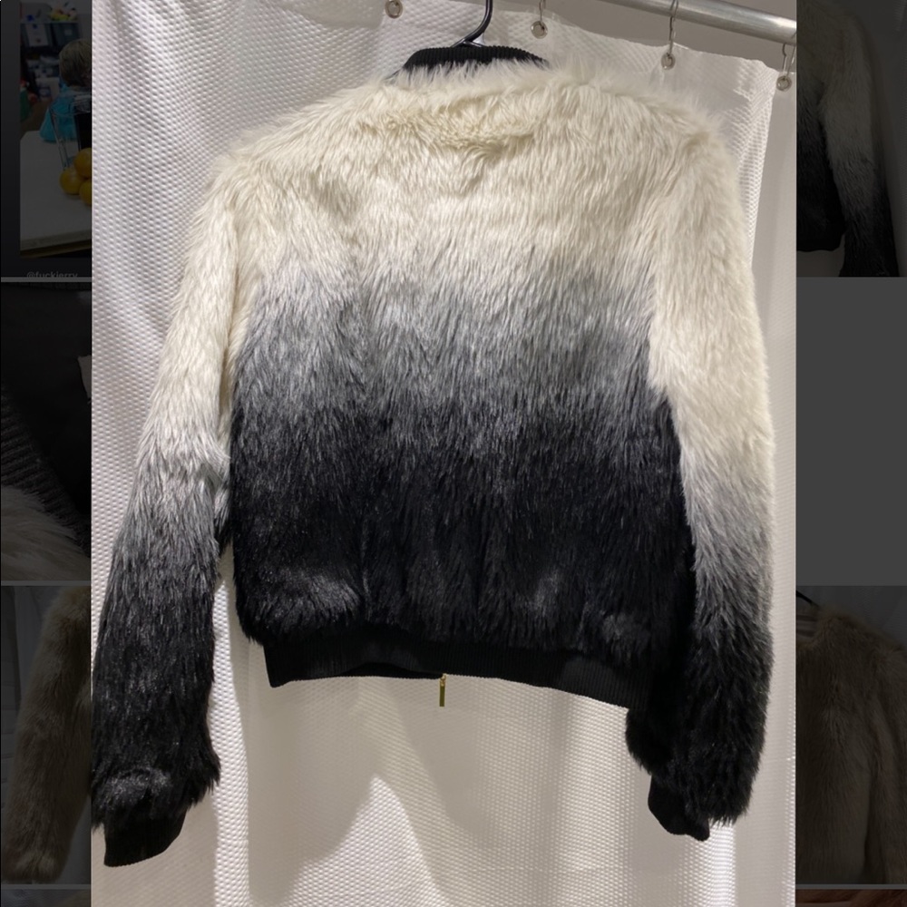 MISSTRESS ROCKS OMBRÉ FAUX FUR ZIP UP COAT - Picture 4 of 4